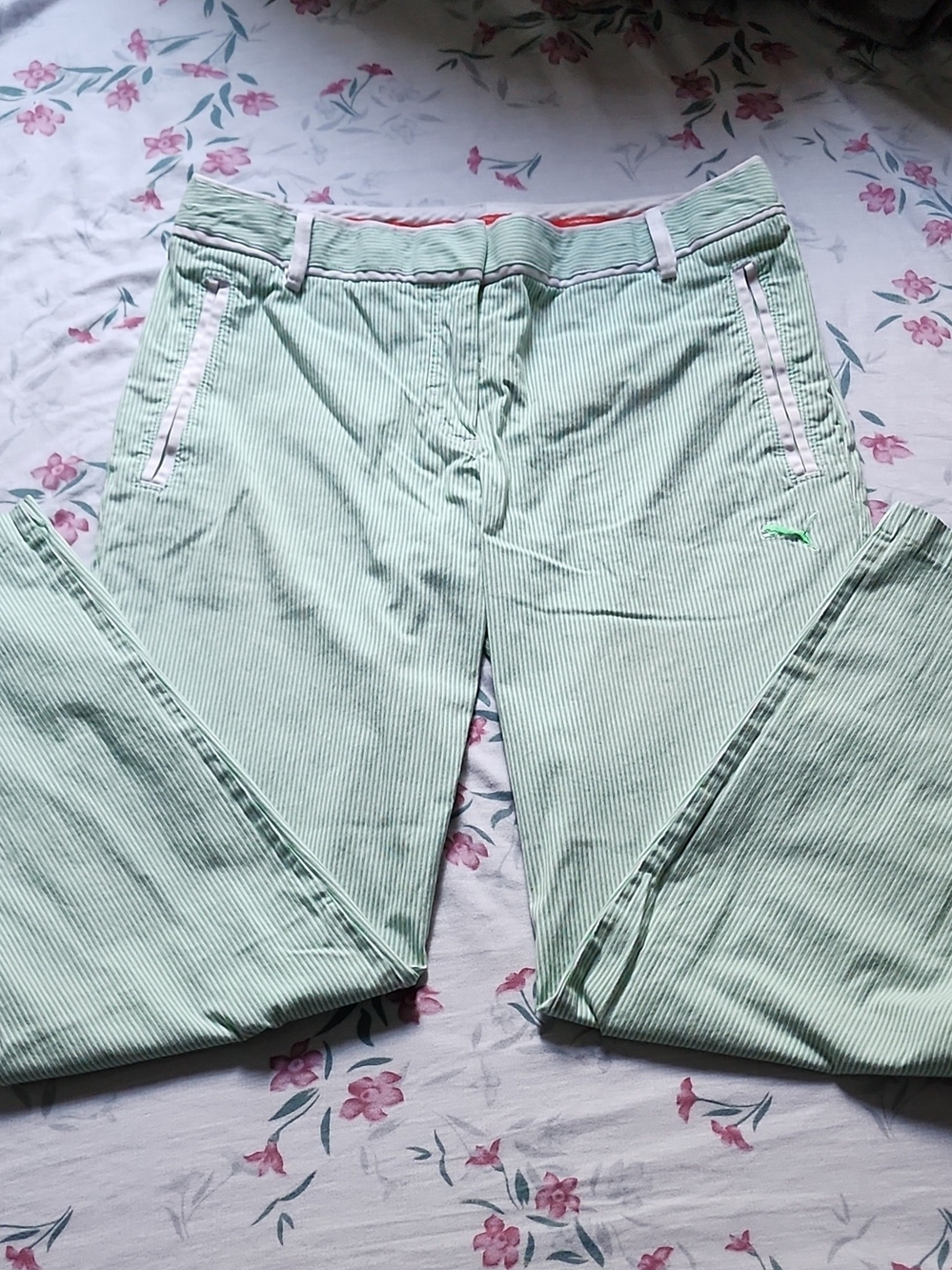 Puma Sportlifestyle Mint Seersucker Pants - Size 4